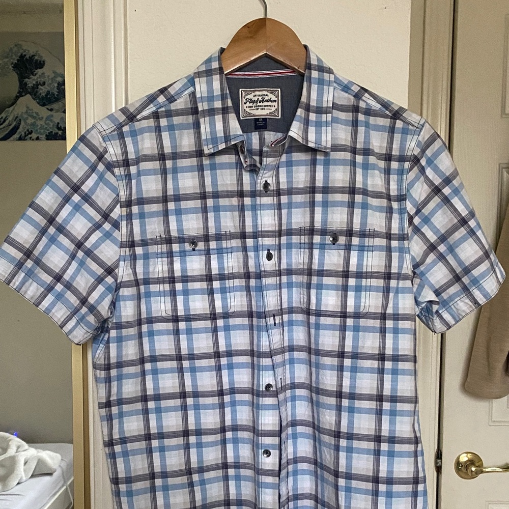 American Rag Blue and White Plaid Button Down Shirt